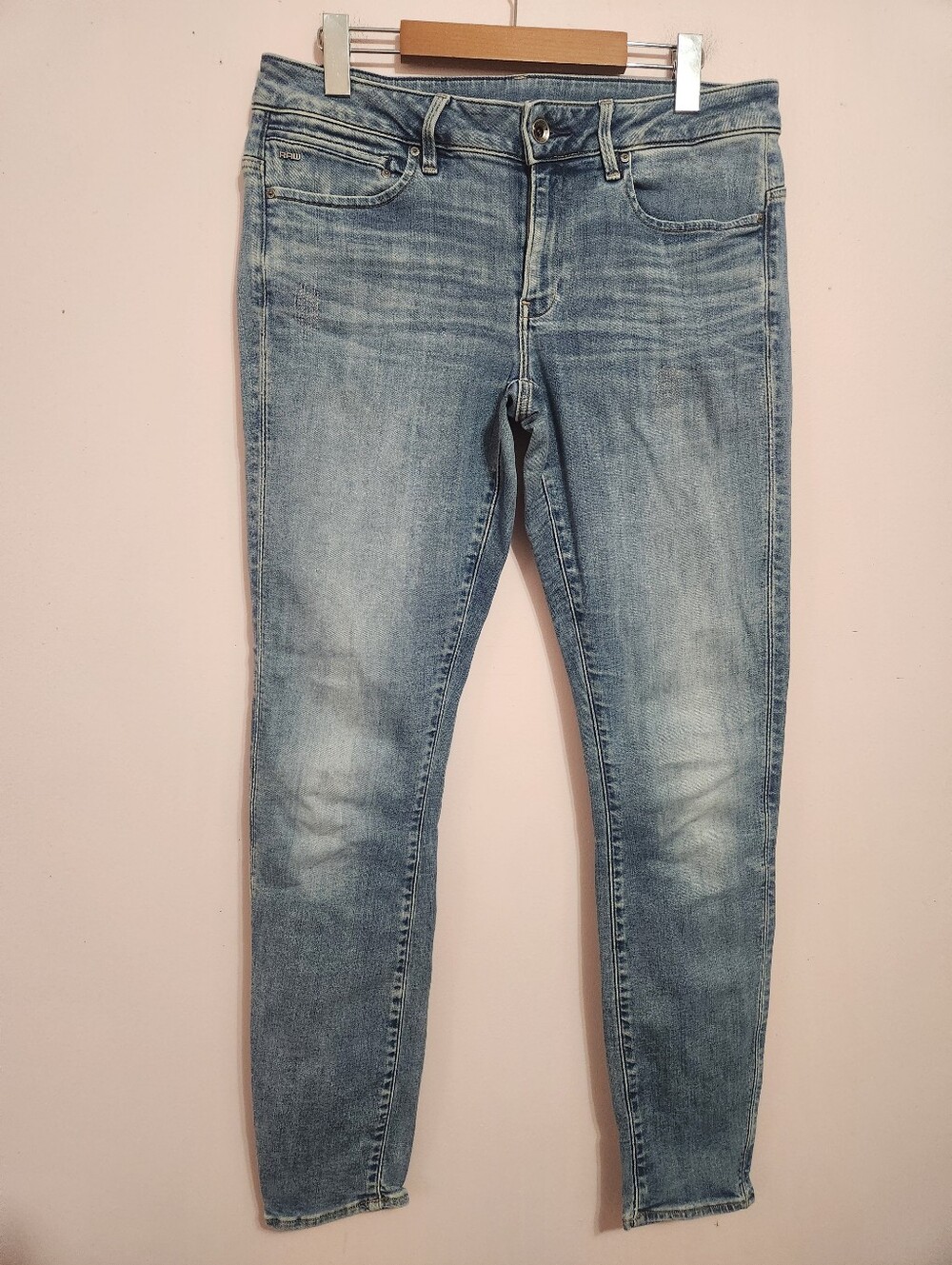 G-Star RAW Midge Zip Mid Skinny Jeans Medium Wash Blue Denim Y2K Streetwear 32